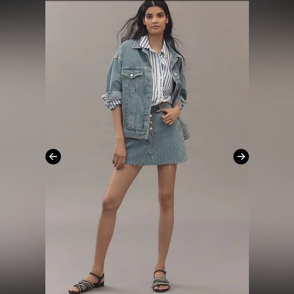 Anthropologie Pilcro Jacquard Light Denim Mini Skirt All Over Print - 10 NEW!